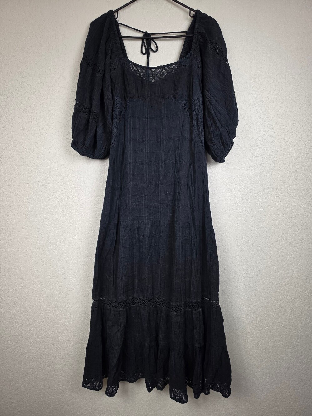 Free People Black Bohemian Maxi Dress XS